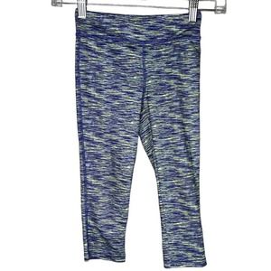 Gap Fit Leggings Girls Small Blue Yellow Marled Capri Crop Loungewear Athleisure